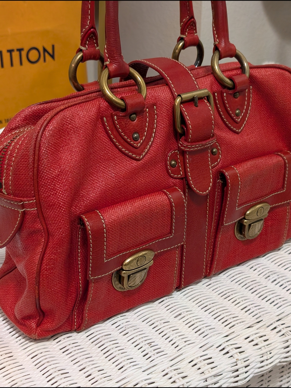 Marc Jacobs Venetia Red Leather Satchel with Brass Hardware - Picture 2 of 14